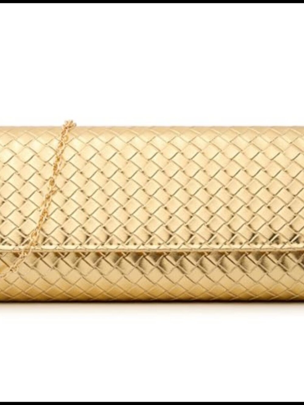 Woven PU Leather Evening Clutch Crossbody Bag Detachable Chain Wedding Party